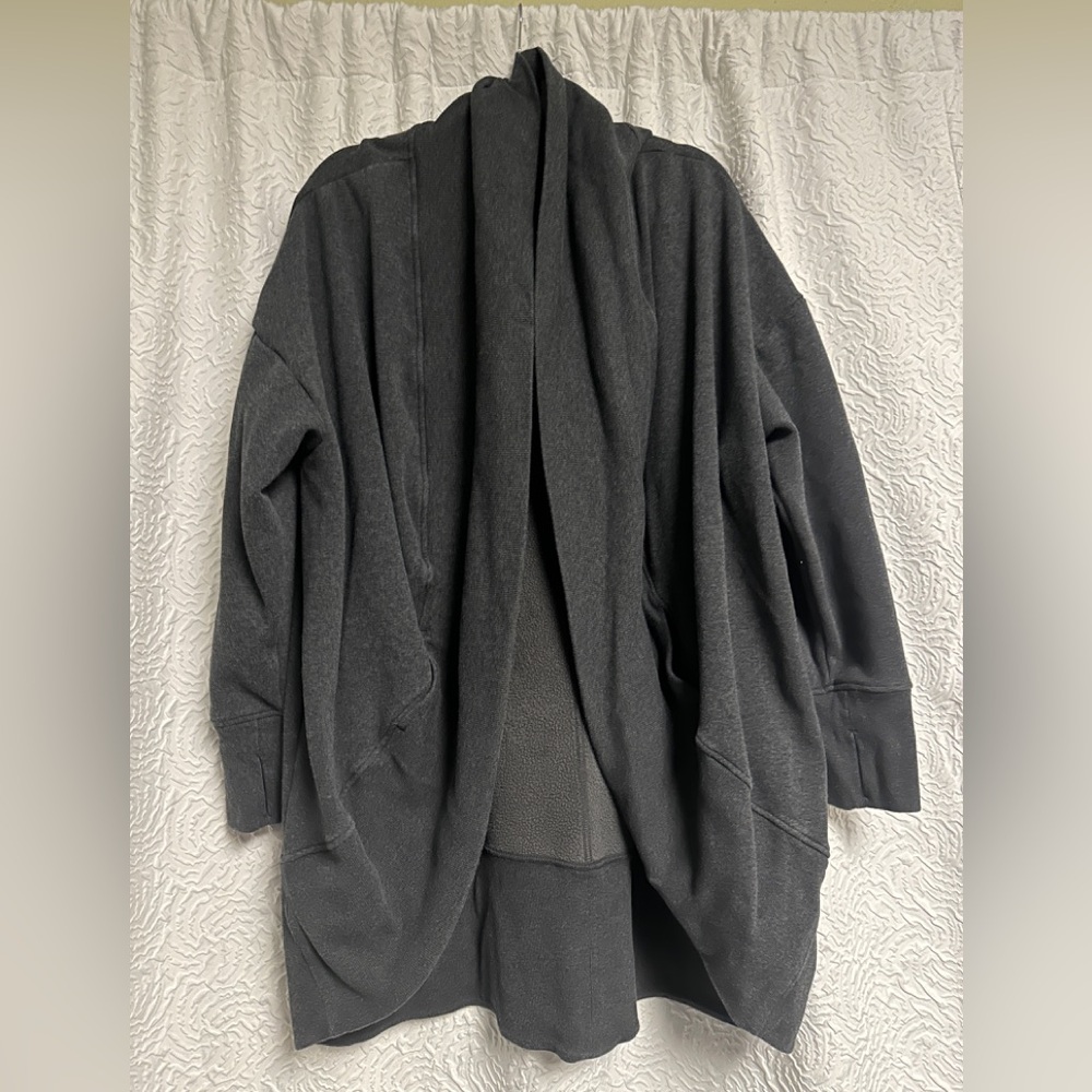 Zella Dark grey Draped Open Front Cardigan